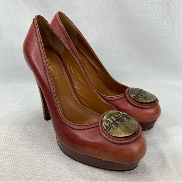 Rare Miss Sixty Leather Platform High Heels 4.5” Dusty Rose Pink Size 37 / 6.5 - Picture 8 of 14